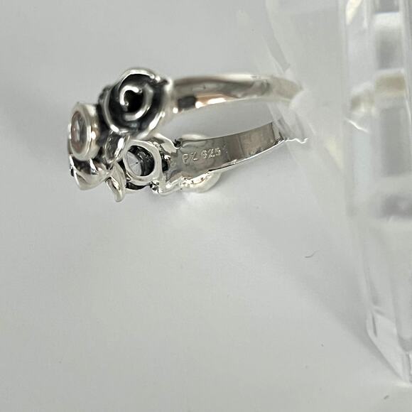 PZ Paz Sterling Silver 925 Rose and Clear Quartz Ring - Picture 4 of 10